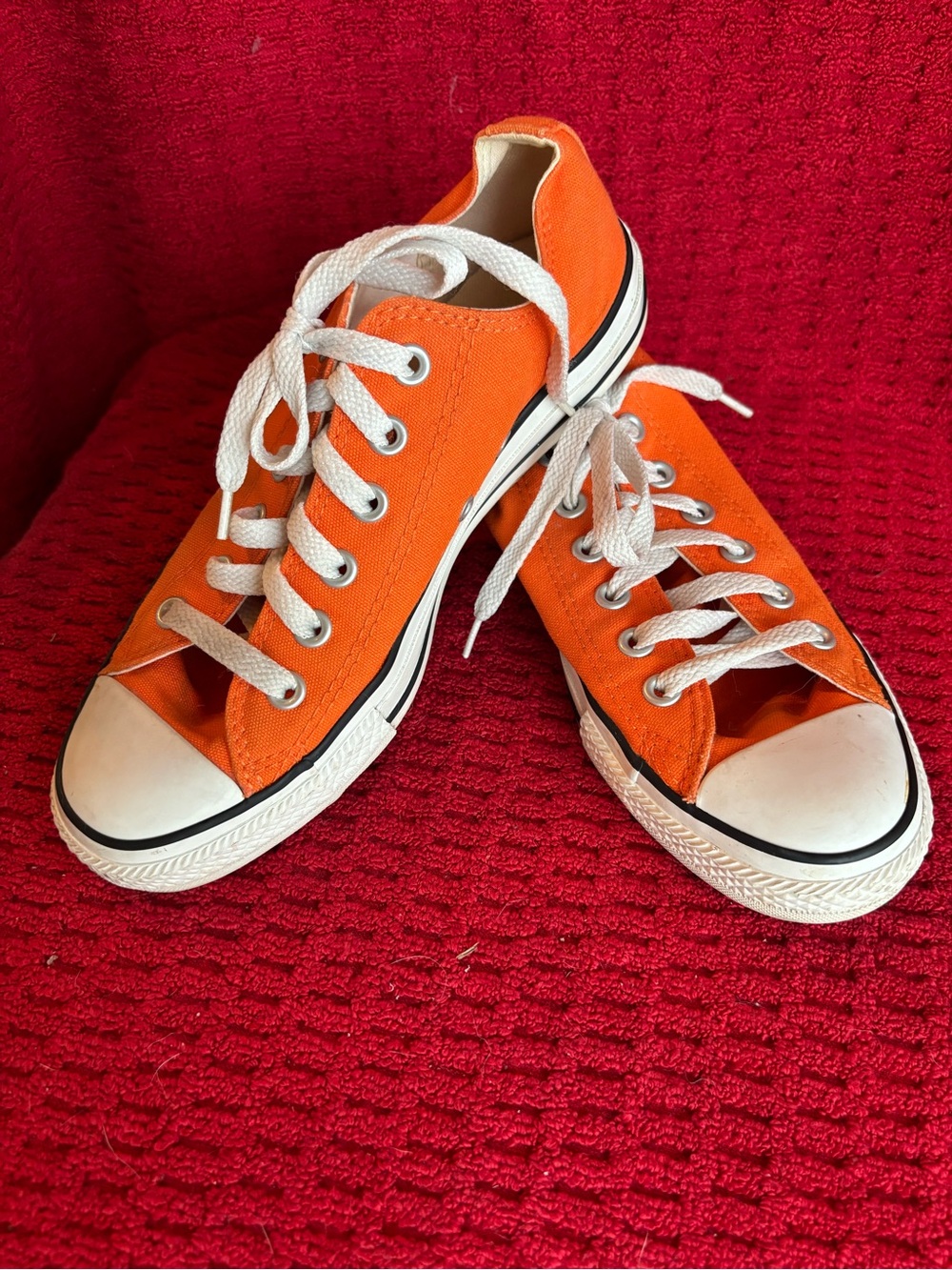 Converse Orange Canvas Low-Top Lace-Up Sneakers - unisex